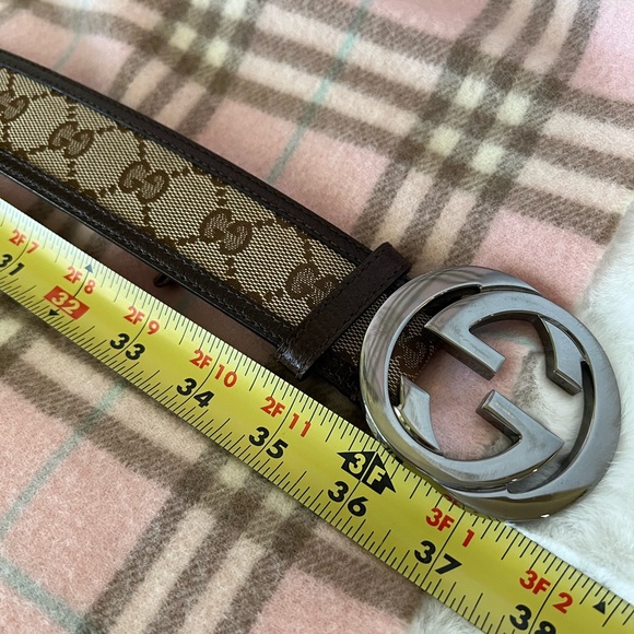 Authentic Gucci Monogram Canvas and Leather Belt size 85 - Picture 6 of 9